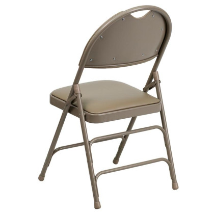 HERCULES Series Ultra-Premium Triple Braced Beige Vinyl Metal Folding Chair with Easy-Carry Handle - HA-MC705AV-3-BGE-GG