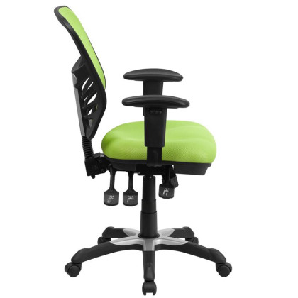 Mid-Back Green Mesh Multifunction Executive Swivel Chair with Adjustable Arms - HL-0001-GN-GG