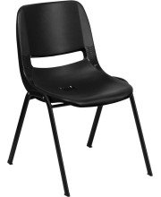 HERCULES Series 440 lb. Capacity Black Ergonomic Shell Stack Chair with Black Frame and 12'' Seat Height - RUT-12-PDR-BLACK-GG