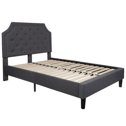 Brighton Full Size Tufted Upholstered Platform Bed in Dark Gray Fabric