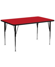 30W x 72L Rectangular Red HP Laminate Activity Table - Standard Height Adjustable Legs - XU-A3072-REC-RED-H-A-GG