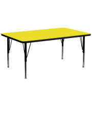 30W x 72L Rectangular Yellow HP Laminate Activity Table - Height Adjustable Short Legs - XU-A3072-REC-YEL-H-P-GG