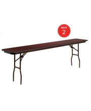 Flash Furniture 18'' x 96'' Rectangular Mahogany Melamine Laminate Folding Training Table (pack of 2)