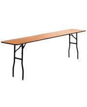 18'' x 96'' Rectangular Wood Folding Training / Seminar Table with Smooth Clear Coated Finished Top - YT-WTFT18X96-TBL-GG