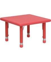 24 Square Red Plastic Height Adjustable Activity Table - YU-YCX-002-2-SQR-TBL-RED-GG