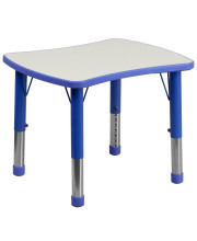 21.875''W x 26.625''L Rectangular Blue Plastic Height Adjustable Activity Table with Grey Top - YU-YCY-098-RECT-TBL-BLUE-GG