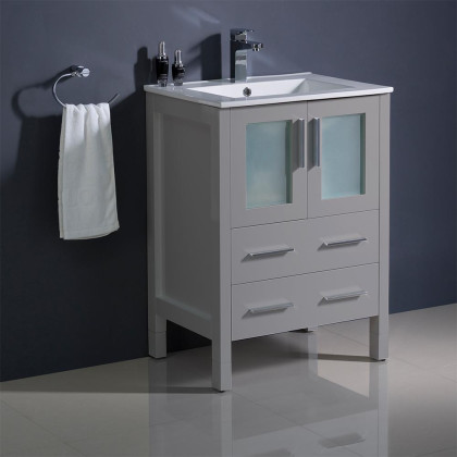 Fresca Torino 24" Gray Modern Bathroom Cabinet w/ Integrated Sink