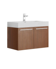Fresca Vista 30" Teak Wall Hung Modern Bathroom Cabinet w/ Integrated Sink