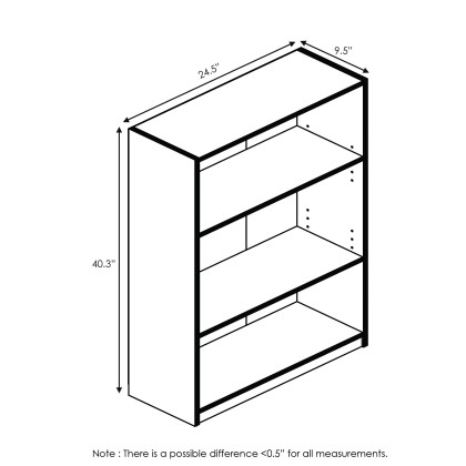 Furinno JAYA Simple Home 3-Tier Adjustable Shelf Bookcase, Light Blue, 14151R1LBL