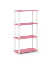 Furinno Turn-N-Tube 4-Tier Multipurpose Shelf Display Rack, Pink/White
