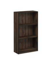 Furinno 99736 Basic 3-Tier Bookcase Storage Shelves, Columbia Walnut/Black