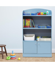 Furinno FR16121 KidKanac Light Blue Bookshelf with Storage Cabinet