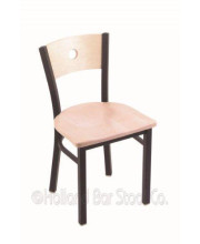630 Voltaire 18" Chair with Black Wrinkle Finish, Black Vinyl Seat, and Natural Oak Back