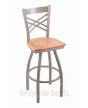 830 Voltaire 25" Counter Stool with Black Wrinkle Finish, Allante Dark Blue Seat, Dark Cherry Maple Back, and 360 swivel