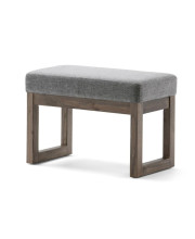 Milltown 26 Inch Wide Contemporary Rectangle Footstool Ottoman Bench In Grey Linen Look Fabric