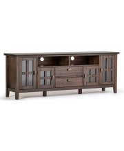 Artisan Solid Wood 72 Inch Wide Contemporary Tv Media Stand In Natural Aged Brown For Tvs Up To 80 Inches