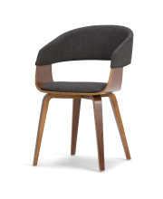 Lowell Bentwood Dining Chair in Charcoal Grey Linen Look Fabric