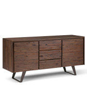 Lowry Solid Acacia Sideboard Buffet in Distressed Charcoal Brown