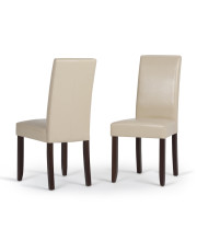 Acadian Faux Leather Parson Dining Chair in Satin Cream (Set of 2)