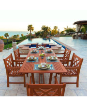Eco-Friendly 7-Piece Wood Outdoor Dining Set with Rectangular Extension Table V232SET7