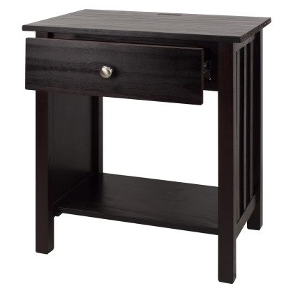 Casual Home Vanderbilt Nightstand with USB Ports-Espresso (Pack of 2)