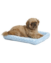 24L-Inch Blue Dog Bed or Cat Bed w/Comfortable Bolster | Ideal for Small Dog Breeds & Fits a 24-Inch Dog Crate | Easy Maintenance Machine Wash & Dry | 1-Year Warranty