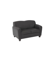 Office Star Pillar Espresso Faux Leather Love Seat with cherry Finish Legs