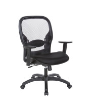 Office Star EM Series Deluxe Screen Back and Mesh Seat chair with Adjustable Lumbar Support, Height and Arms, Icon Black
