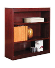 ALEBCS33636MY Square Corner Wood Veneer Bookcase, 3-Shelf, 35-3/8w x 11-3/4d x 36h, Mahogany