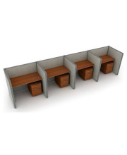 Privacy Station Panel System 1x2 Configuration Size: 47" H x 36-80.5" W, Panel Color: Gray Polycarbonate, Top Finish: Maple