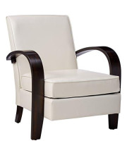 Roundhill Furniture Wonda Bonded Leather Accent Chair with Wood Arms, White