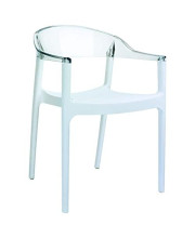 Carmen Modern Dining Chair White Seat Transparent Clear Back (Pack of 2)