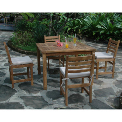 Anderson Teak Patio Lawn Garden Furniture Montage Windham Collection - Square Dining Table Set