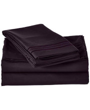 Elegant Comfort 1500 Thread Count Egyptian Quality Wrinkle and Fade Resistant 3-Piece Duvet Cover Set, Full/Queen, Purple