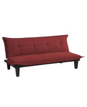 DHP Lodge Convertible Futon Couch Bed with Microfiber Upholstery and Wood Legs, Red