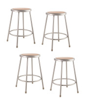 (4 Pack) National Public Seating 24 Heavy Duty Steel Stool, grey