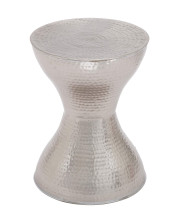 Deco 79 Metal Hammered Accent Table with Hourglass Shape, 14" x 14" x 18", Silver