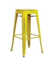 Office Star Bristow Collection 30" Antique Metal Barstool, Antique Yellow Finish [Set of 2]