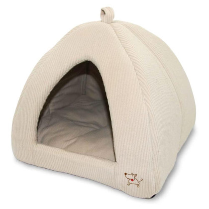 Pet Tent - Soft Bed for Dog and Cat by Best Pet Supplies - Beige Corduroy, 16" x 16" x H:14"