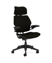 Humanscale Freedom Office Desk Chair with Headrest and GEL Seat, Graphite Frame Black Wave Fabric, Standard Casters