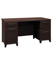 Bush Business Furniture Enterprise Collection 60W Double Pedestal Desk in Mocha Cherry
