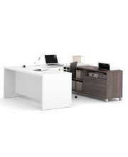 Bestar Pro-Linea U-Desk, Bark Grey/White