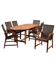 Amazonia 7-Pc Extendable Rectangular Dining Set with Sling Chair