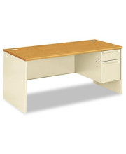 38000 Series Right Pedestal Desk, 66w x 30d x 29-1/2h, Harvest/Putty