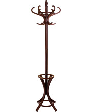 Headbourne 8000E Floor Standing Hat and Coat Rack with Umbrella Stand, Wood with Dark Brown Paint Finish