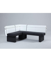 Chintaly Imports Fully Upholstered Nook Bench, White/Black