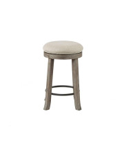 INK+IVY Oaktown Counter Height Swivel Barstool Round Modern Industrial Solid Wood, Metal Accent, Upholstered Pub Stool, 25.5 Inch, Grey