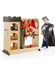 Guidecraft Castle Dramatic Play Storage: Themed Dresser with Mirror and Safe Hooks, Dress Up Armoire for Kids - Toddlers Costume Organizer, Children Playroom Furniture