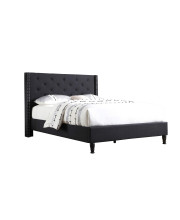 Home Life Linen Upholstered Platform Bed - Cloth Platform Bed with 51? Tall Headboard - Durable Wooden Slat Design - Easy To Assemble - Mattress Support - No Box Spring Needed - Full Size, Black