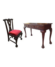 D-art England Writing Desk 3 drw and England Side Chair - In Mahogany Wood